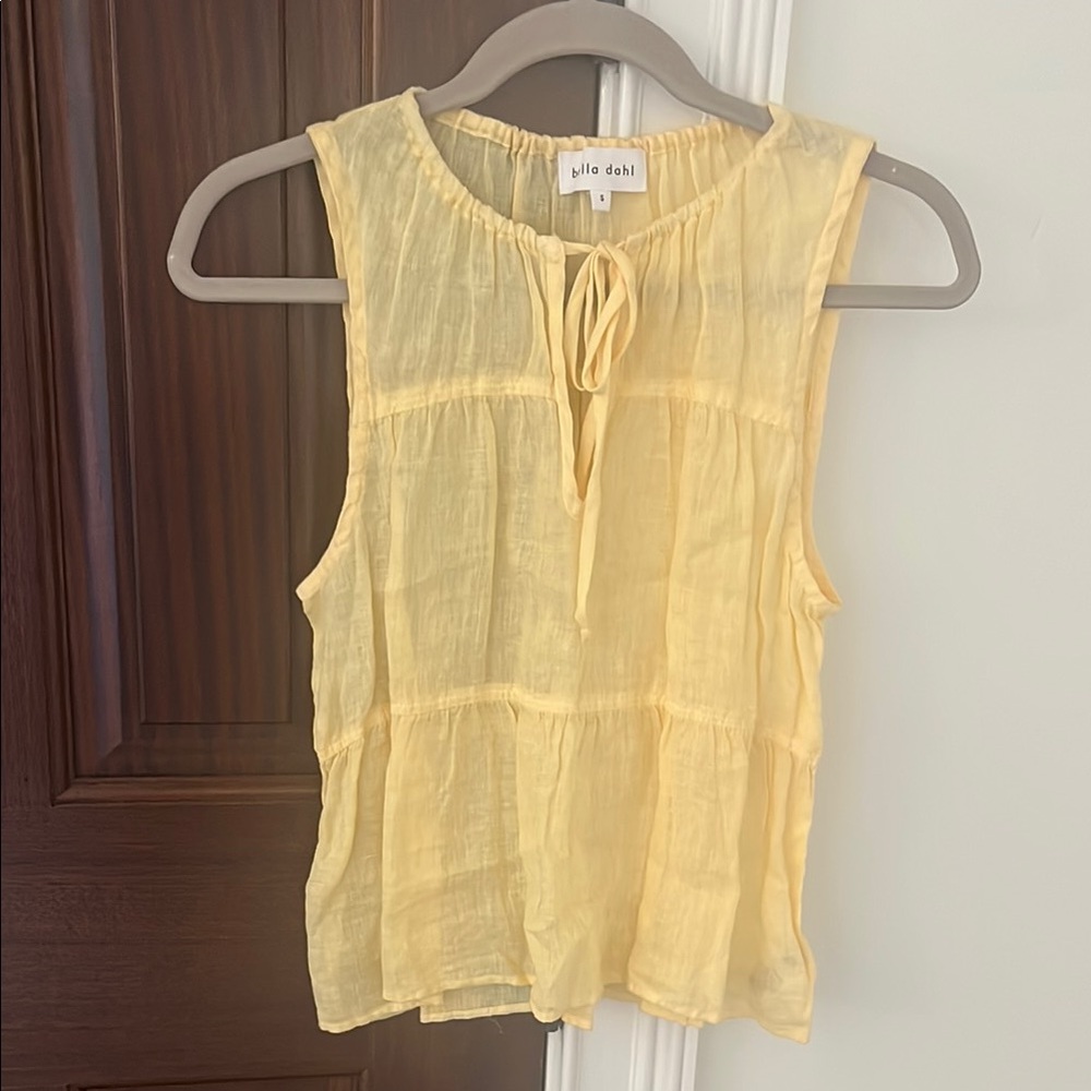 Bella Dahl Yellow Sleeveless Tie Front Blouse